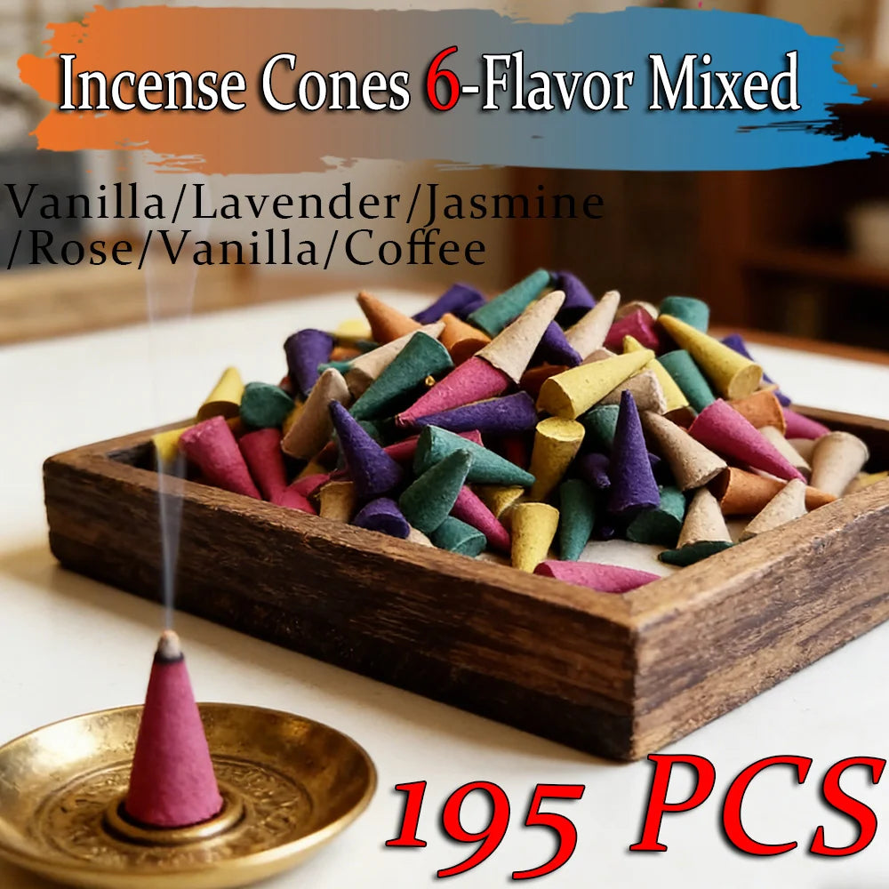 High-Quality Natural Incense Sticks, 2.7cm Tall Cones, with Scents of Vanilla, Coffee, Jasmine, Mint, Lavender, Rose, Etc., Rich in Fragrance, Burn for a Long Time, Creating an Aesthetic Smoke Effect, Suitable for Purifying t