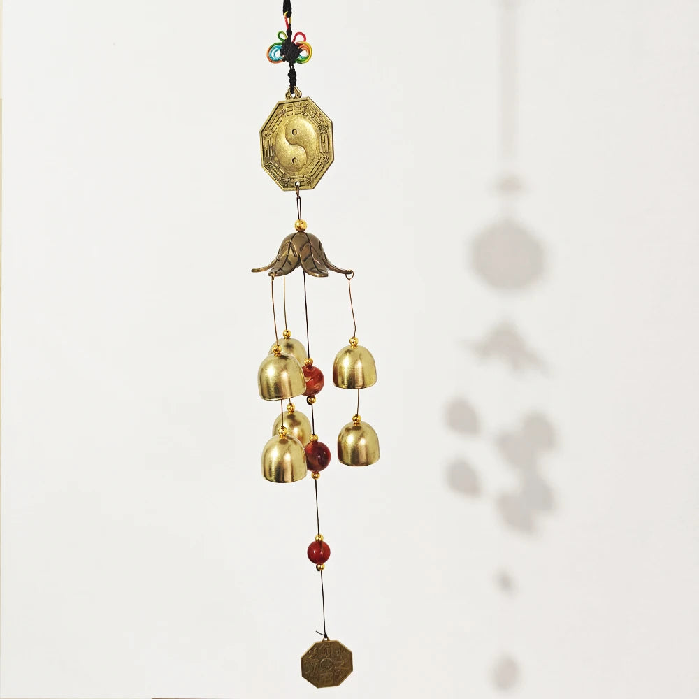 6 Bells Wind Chime with Butterfly Charms Home Garden Decor Chimes Handmade Feng Shui Hanging Wind Chimes Lucky Gifts for Friends