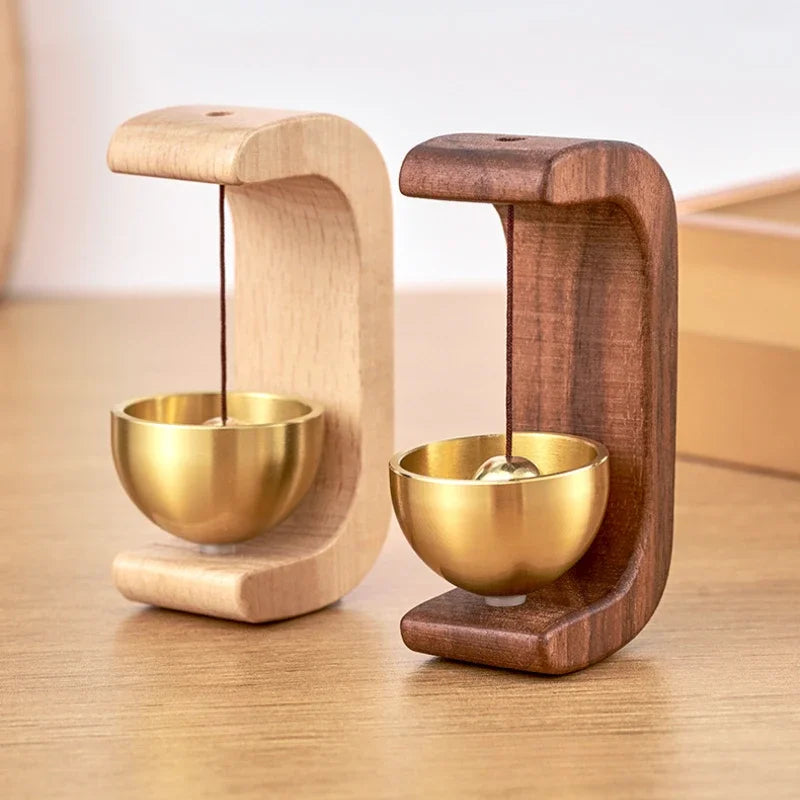 Magnetic Wood Doorbell Chime Hanging Wooden Wind Chimes Copper Bell Walnut Windbell Doorbells Vintage Door Bell Home Decorations