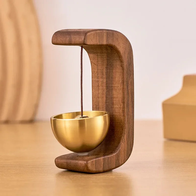 Magnetic Wood Doorbell Chime Hanging Wooden Wind Chimes Copper Bell Walnut Windbell Doorbells Vintage Door Bell Home Decorations