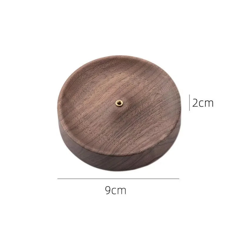 Solid Wood Incense Stick Handmade Tea Ceremony Round Incense Burner Agarwood Tray Holder