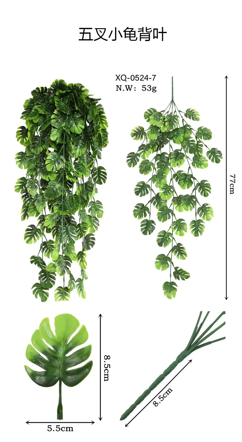 Persian fern Leaves Vines Home Room Decor Hanging Artificial Plant Plastic Leaf Grass Wedding Party Wall Balcony Decoration