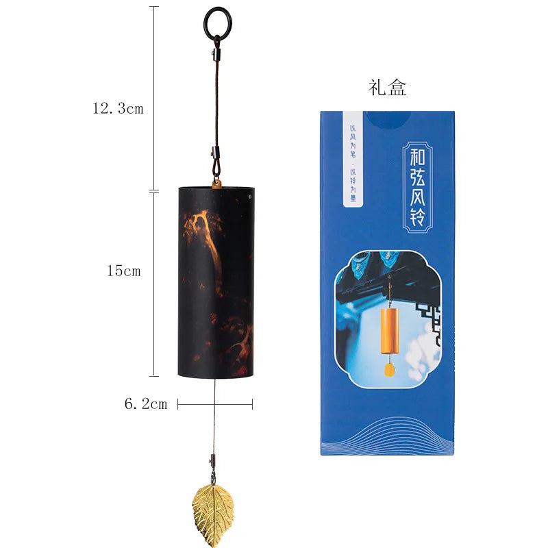 Healing Koshi Chime for Yoga & Meditation, Japanese Style Bamboo Hand-cranked Wind Chime, Zen Decor Metal Chord Chime Ornament