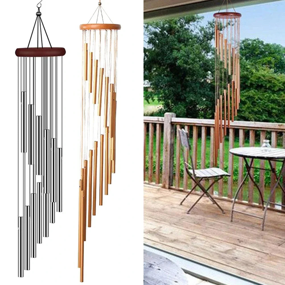 Musical Wind Chime Pipes 12Tubes Wind Chimes Gold/silver Bells Decora For Garden Living Bedroom Coffee Shop Wind Chimes Tubes US