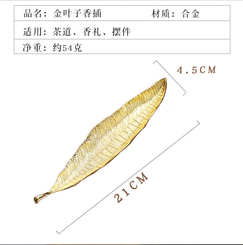 Golden Leaf Flower Pear Wood Lotus Flower Stick Incense Burner Creative Crafts Decoration Incense Holder Office Tea Ceremony