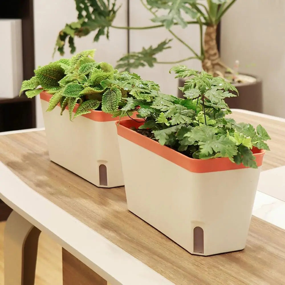 Modern Stylish Double Layer Flower Pot Rectangular Indoor Flower Planter Box Self Watering Plant Pot Hydroponics Planter