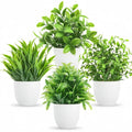 4pcs/set Mini Artificial Plants Potted Indoor Outdoor Decor Green Bonsai for Home Garden Office Living Room Decoration Ornament