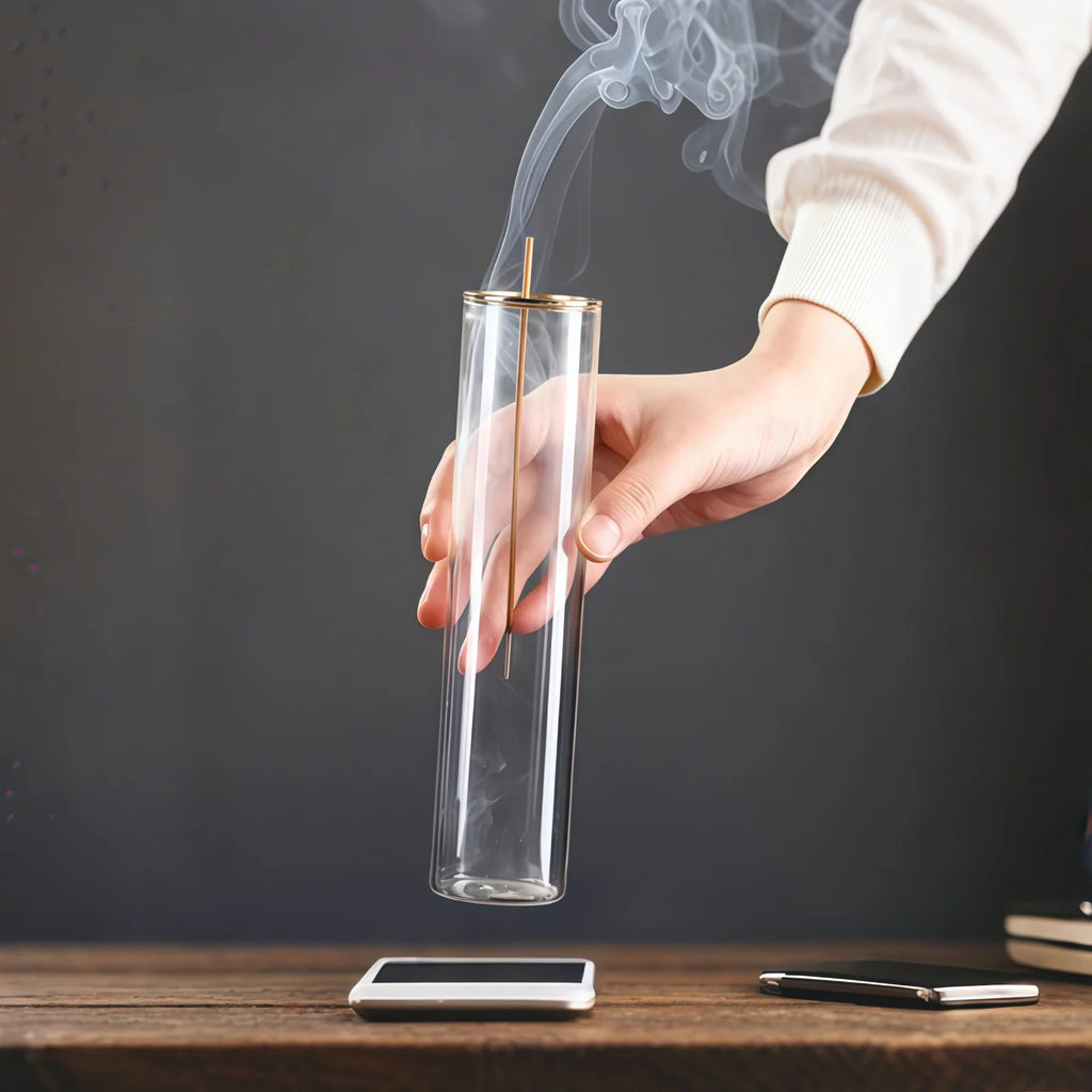Incense Holder for Sticks, Modern Incense-Stick Burner Holder with Removable Glass Ash Catcher, for Home Decor Yoga Meditation