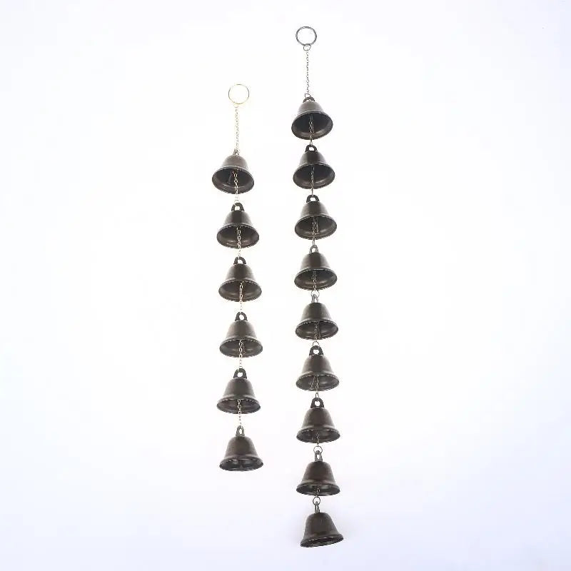 Handmade Metal Wind Chime Classic Rustic Iron Bell with Decor Chain Outdoor Hanging Decor for Courtyard Garden Wall