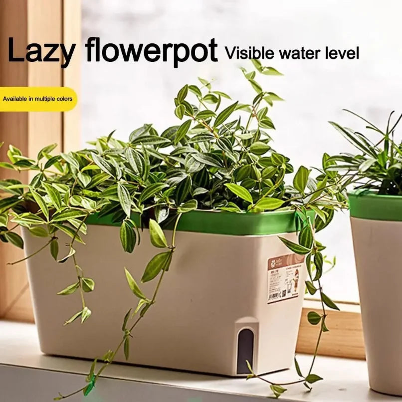 Modern Stylish Double Layer Flower Pot Rectangular Indoor Flower Planter Box Self Watering Plant Pot Hydroponics Planter