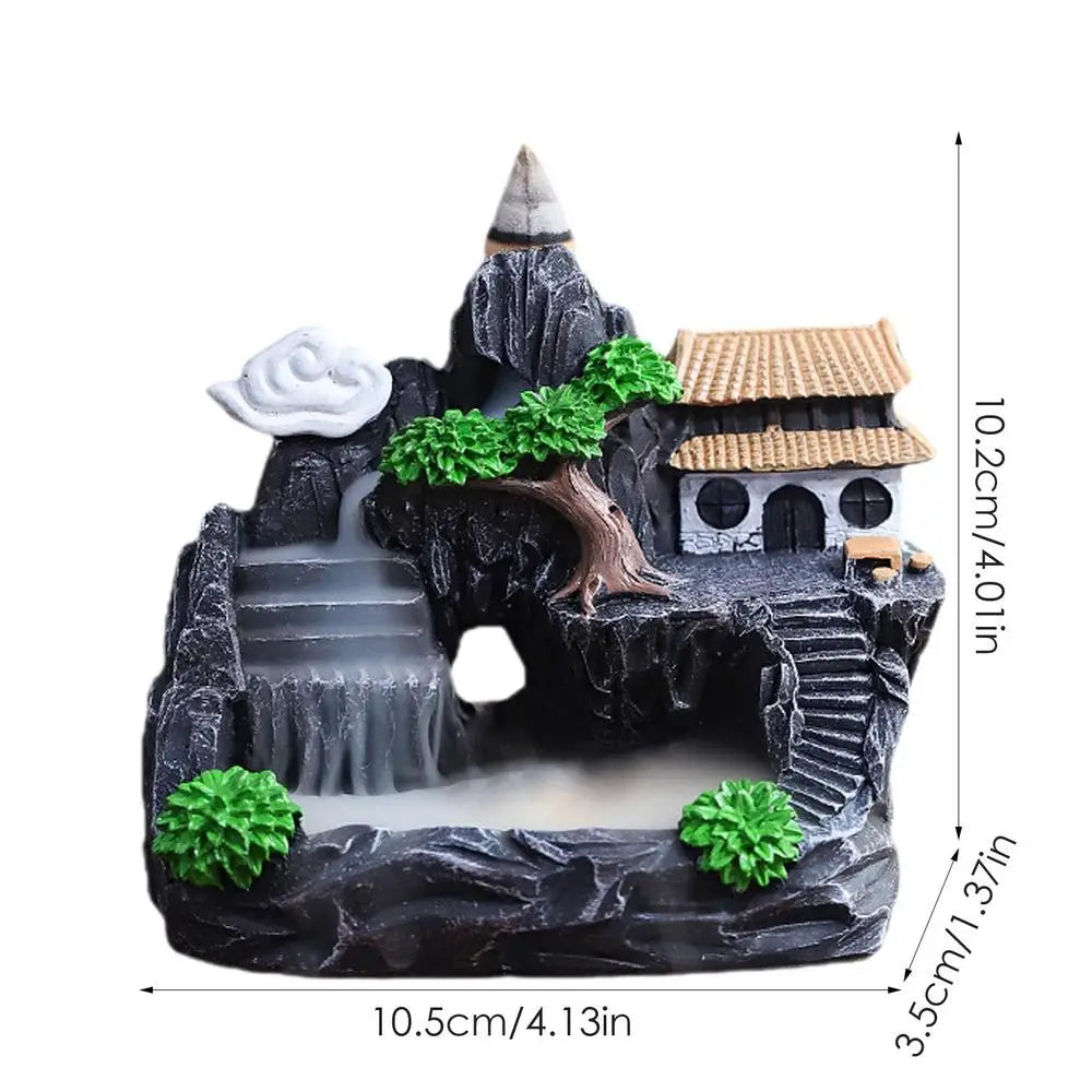 Waterfall Incense Burner Holder Mountains River Stick Holder Buddhism Aroma Backflow Incense Cones For Home Office House Decor