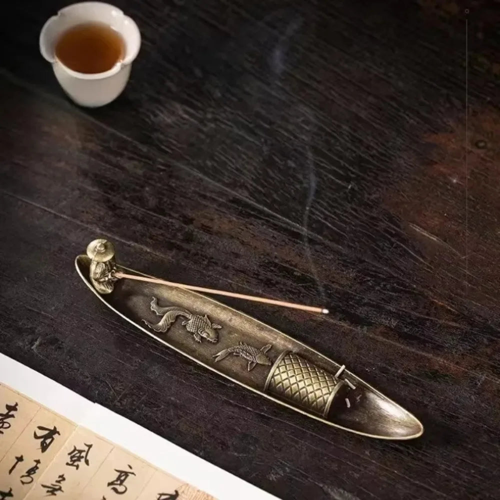 Metal Incense Stick Burner Ancient Style Boat Shape Aromatherapy Burner Classical Elegance Aromatherapy Ornament