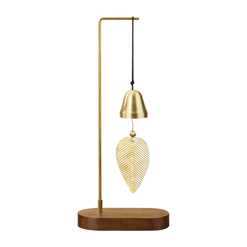 Copper Wind Chime with Walnut Base Hanging Ornaments Home Balcony Decor Car Pendant Gift Home Decoration Accessories