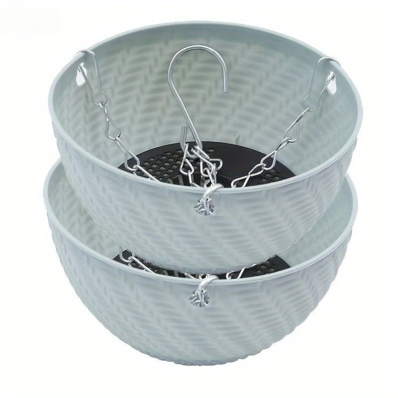 2pcsHanging Flower Pots and Hanging Pots on Outdoor Garden Balconies. Suitable for Indoor and Outdoor Green Plants