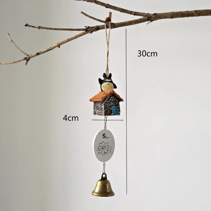 Cartoon Totoro Wind Chime  Resin Hanging Bell Creative Home Decor Wall Ornament Household Goods