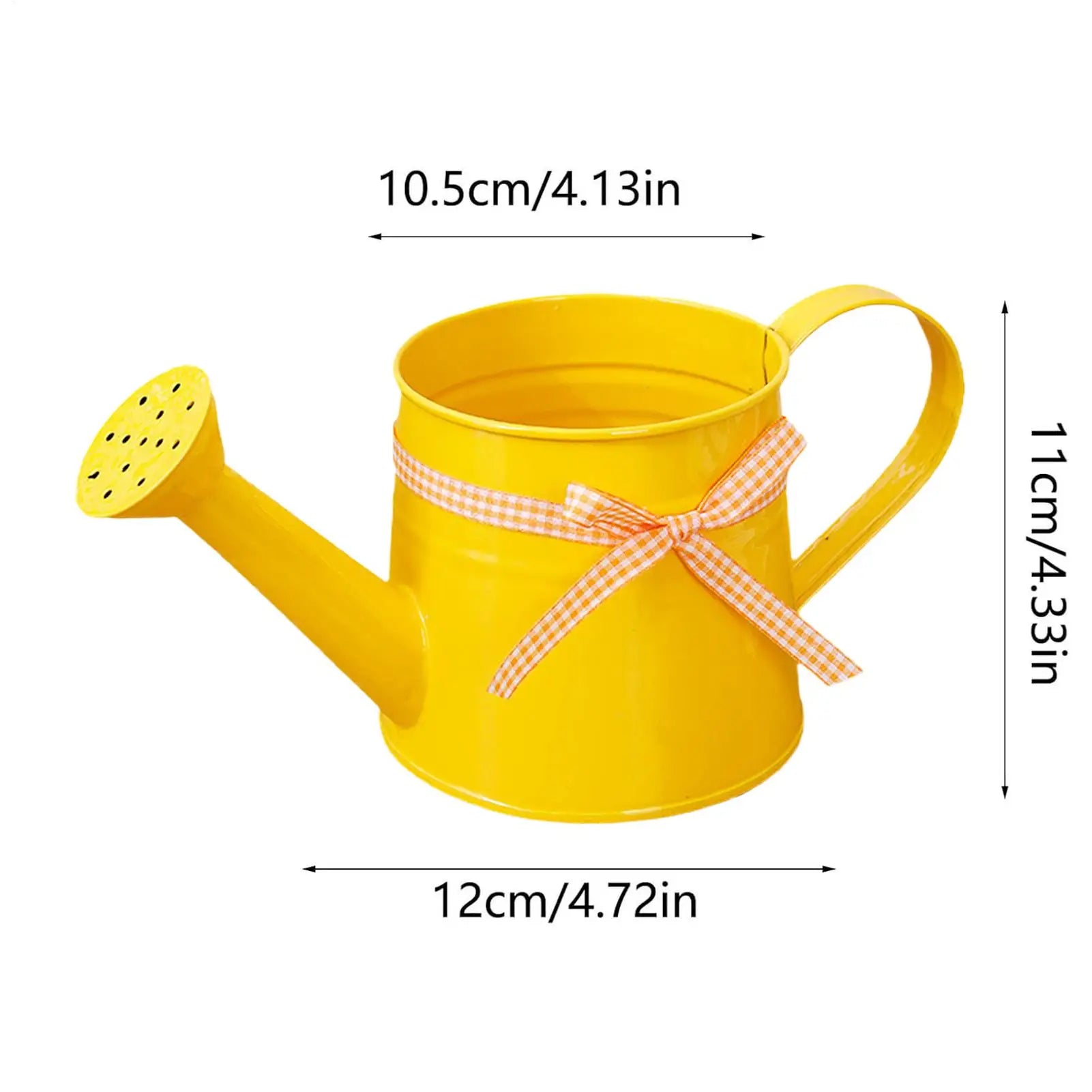 Indoor Watering Can 1L Metal Pot with Sprinkler Head and Gingham Ribbon Modern Plant Watering Cans for Home Office Balcony