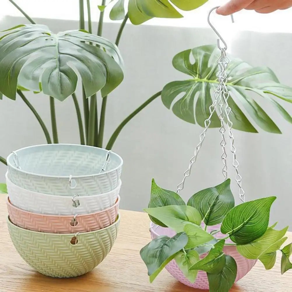 Hanging Planter for Indoor Plants Wide Mouth Flower Pot with Water Reservoir Plant Pot Plant Hangers for Balcony Garden Office