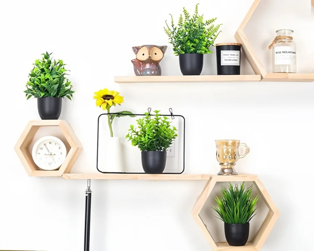 4pcs/set Mini Artificial Plants Potted Indoor Outdoor Decor Green Bonsai for Home Garden Office Living Room Decoration Ornament