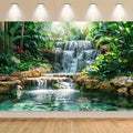 Waterfall Garden background Polyester banner, general purpose and trailing party wall decoration - forest and river scene