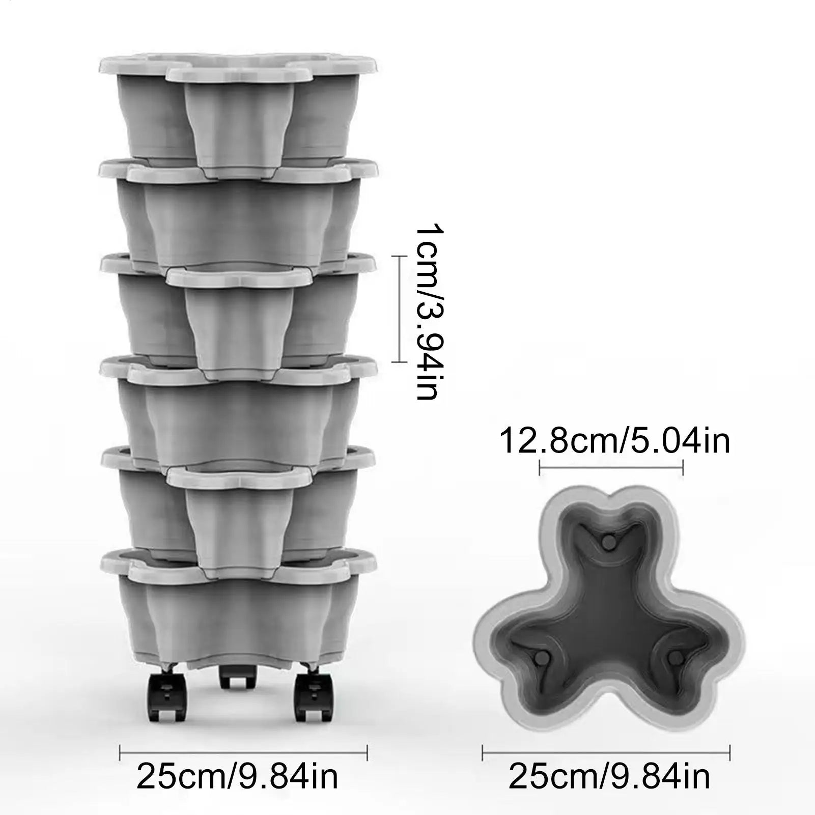 Plant Tower Indoor 6-Tier With Wheels Space Saving Stackable Vertical Planter Tower For Indoor Outdoor Home Yard Patio Raised