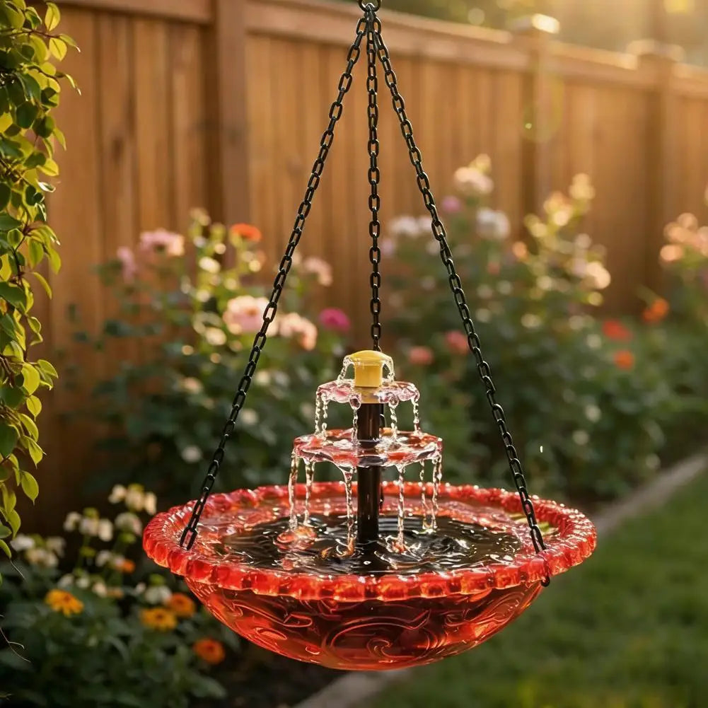 Waterfall Hanging Bird Bath Fountain Garden Courtyard Terrace With Fountain Bird Bathroom With Hook Bird Drinking Tray Outside
