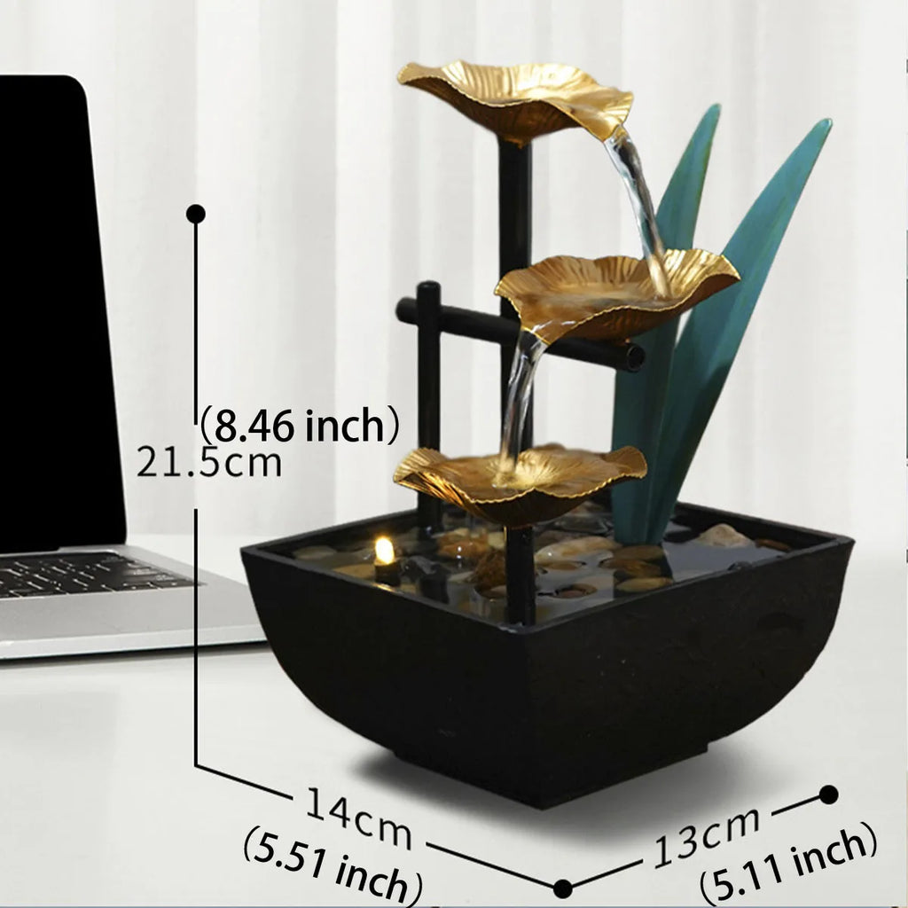 Home decoration Tabletop Water Fountain（plug-EU）Basin  River Rocks Relaxation Office Living Room Bedroom Décor 8.46 inch Tall