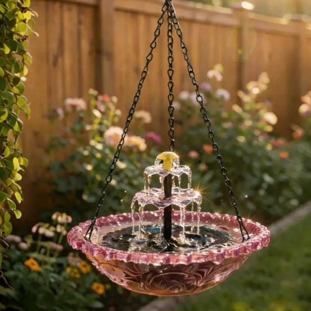 Waterfall Hanging Bird Bath Fountain Garden Courtyard Terrace With Fountain Bird Bathroom With Hook Bird Drinking Tray Outside