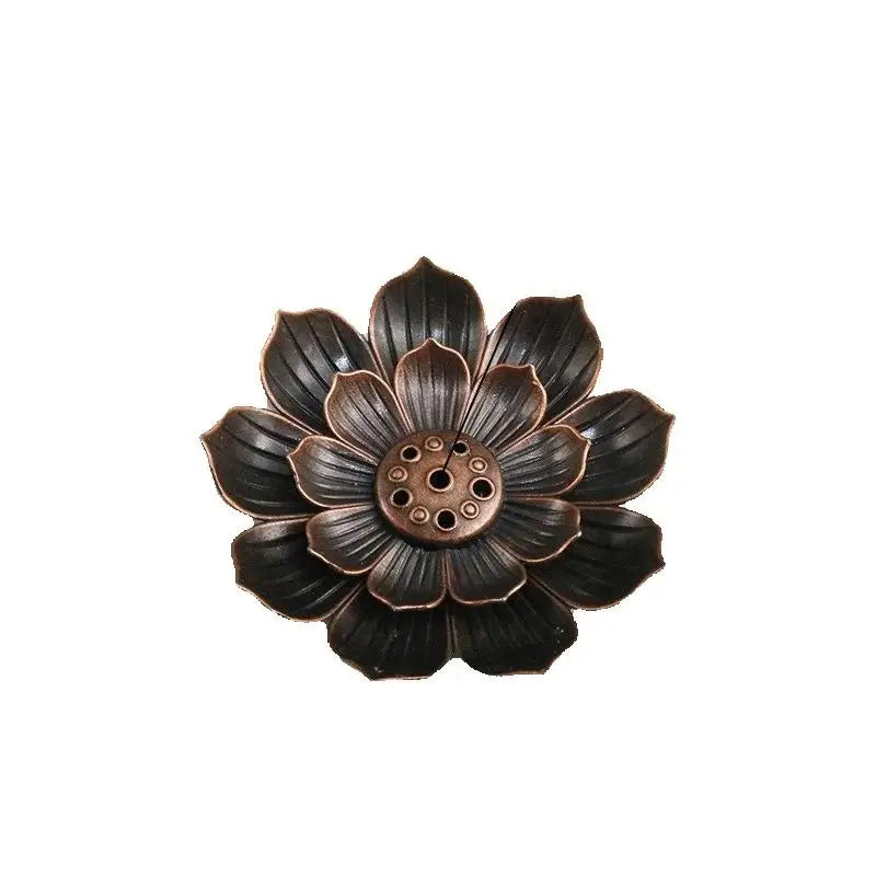 New 1PC Alloy Incense Burner Stick Holder Plate Buddhism Lotus Censer Nasturtium Bronze Incense Burner
