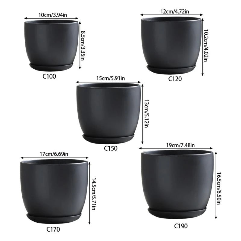 Classical Black Flower Pot For Indoor And Outdoor Plant Lovers Desktop Ornament