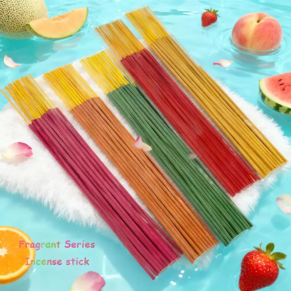 150 High-Quality Handmade Fruit-Flavored Incense Sticks, Strawberry, Peach, Watermelon, Cantaloupe, Orange, Grapefruit, with a Burning Time of up to 45 to 60 Minutes Suitable for Courtyards, Meditation, Fitness, Yoga, Hotels,