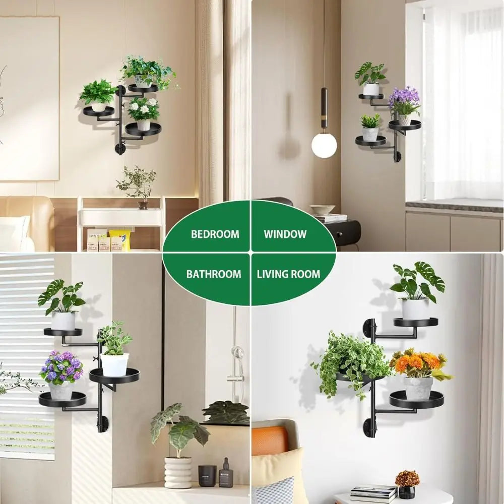 Green Plant Potted Rotating window plant stand Waterproof Simple Three layers of plant support Creative Indoor plant shelf Home