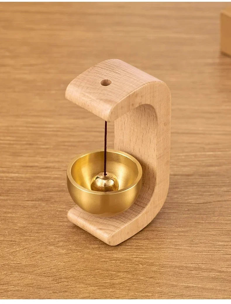 Dopamine Wind Chime Magnetic Indoor Wind Chime, Oak Material Doorbell Copper Bell, Walnut Copper Trim Home Wind Chime Doorbell