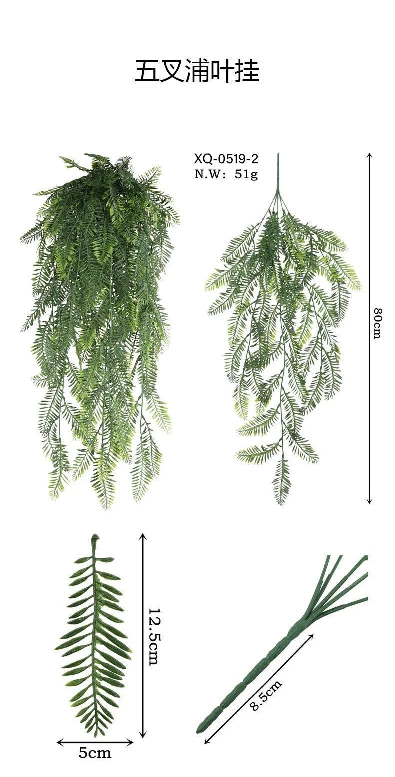 Persian fern Leaves Vines Home Room Decor Hanging Artificial Plant Plastic Leaf Grass Wedding Party Wall Balcony Decoration