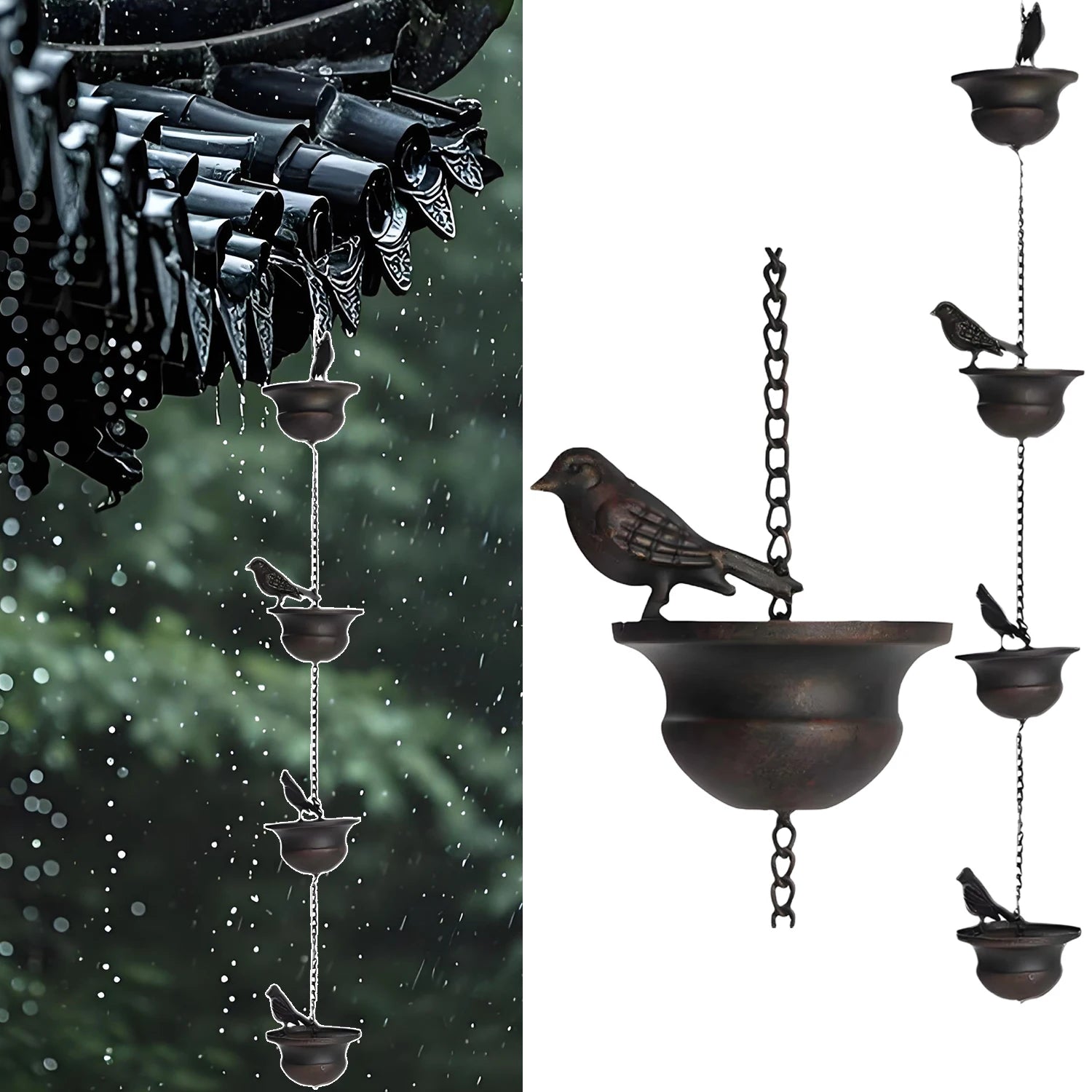 Decorative Rain Chains for Gutter Garden Waterfall Downspout Direct Water Flow Away from Foundation Patio Garden Landscape Decor