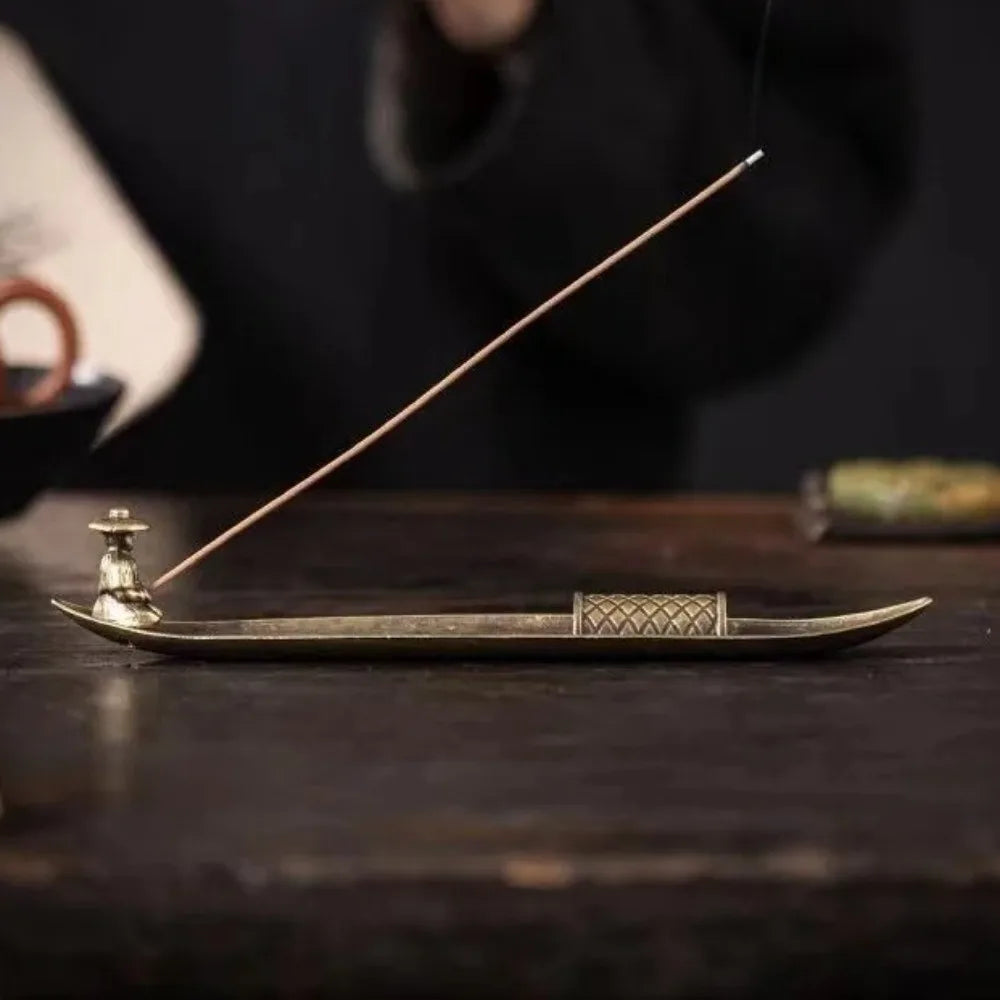Metal Incense Stick Burner Ancient Style Boat Shape Aromatherapy Burner Classical Elegance Aromatherapy Ornament