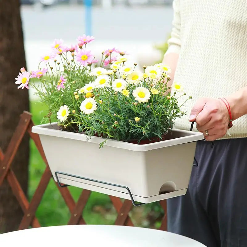 Indoor Self Absorbing Flower Pot For Vegetables Compact With Drainage Tray For Office Windowsill Or Home Decor