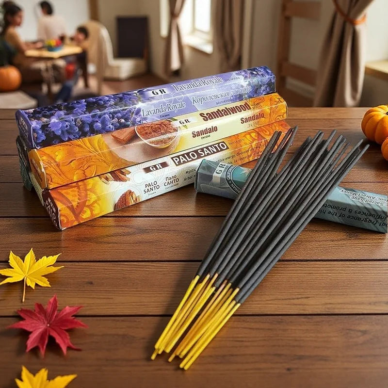 6 Sets of 120 Indian Incense Sticks Palo Santo Lavender Jasmine Meditation Fresh Air Scent Aroma Home Long-Lasting Fragrance