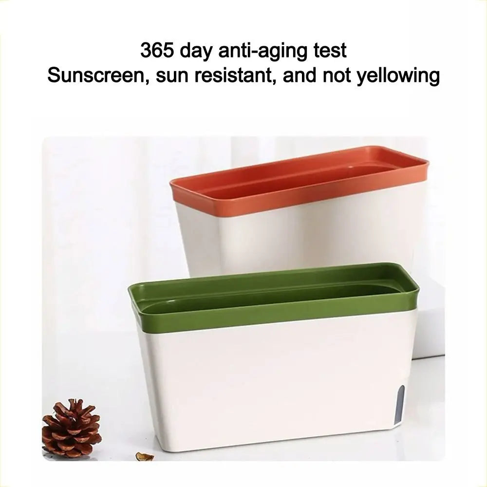 Modern Stylish Double Layer Flower Pot Rectangular Indoor Flower Planter Box Self Watering Plant Pot Hydroponics Planter