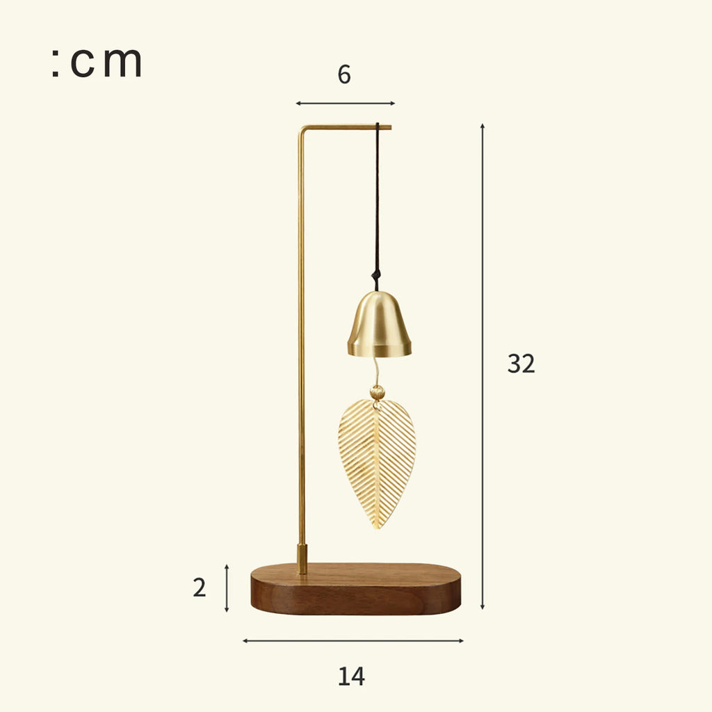 Copper Wind Chime with Walnut Base Hanging Ornaments Home Balcony Decor Car Pendant Gift Home Decoration Accessories