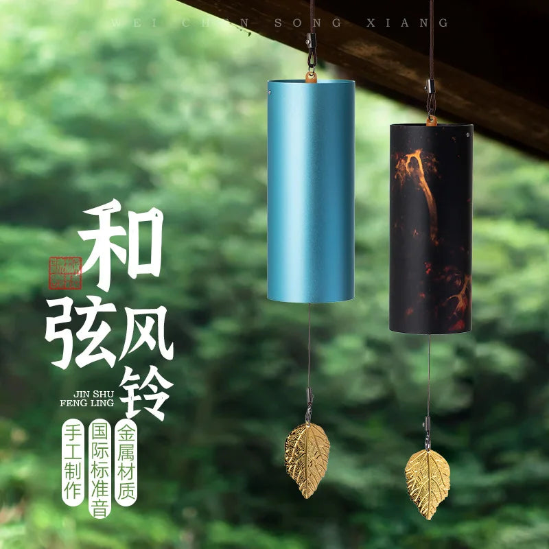 Healing Koshi Chime for Yoga & Meditation, Japanese Style Bamboo Hand-cranked Wind Chime, Zen Decor Metal Chord Chime Ornament