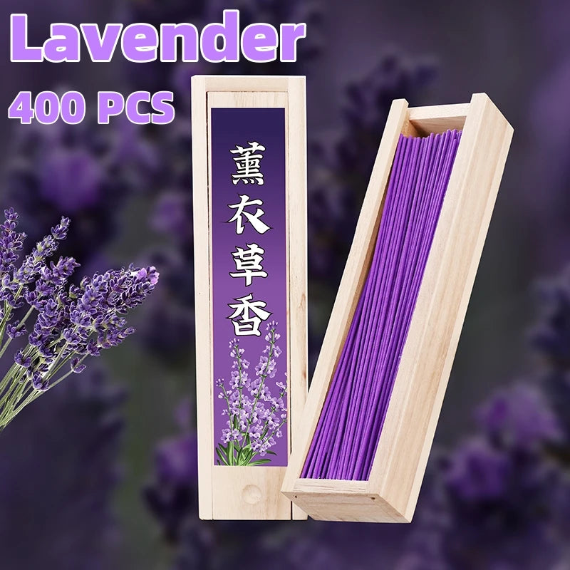 Elegant Scented Incense Sticks Bundle 200/400 pcs - Lavender Bluebell Mint Jasmine 30mins Burn Time for Home, Office,Yoga,Sleep