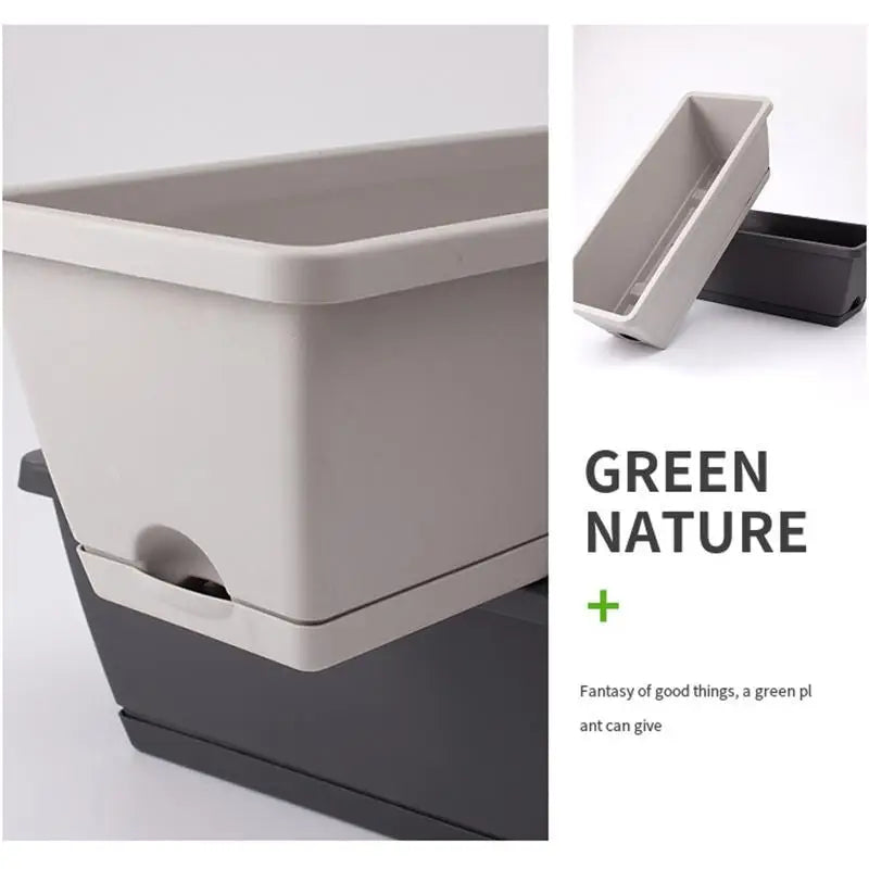 Indoor Self Absorbing Flower Pot For Vegetables Compact With Drainage Tray For Office Windowsill Or Home Decor