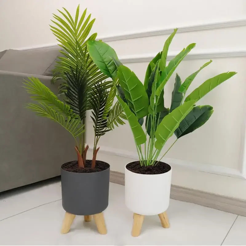 Flower Pot With Wood Holder Plant Stand Display Rack Planter For Indoor Desktop Living Room Decoration Floor-standing Flower Pot