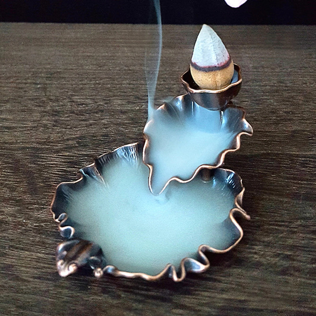 Incense Waterfall Incense Cone Holder Frog or Fish Backflow Insense Holder Creative Metal Incense Holder Ornament Home Decor