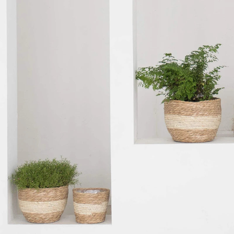 Seagrass Basket Planters Rattan Flower Basket Indoor Outdoor Plant Containers Home Decoration Flower Handmade Basket