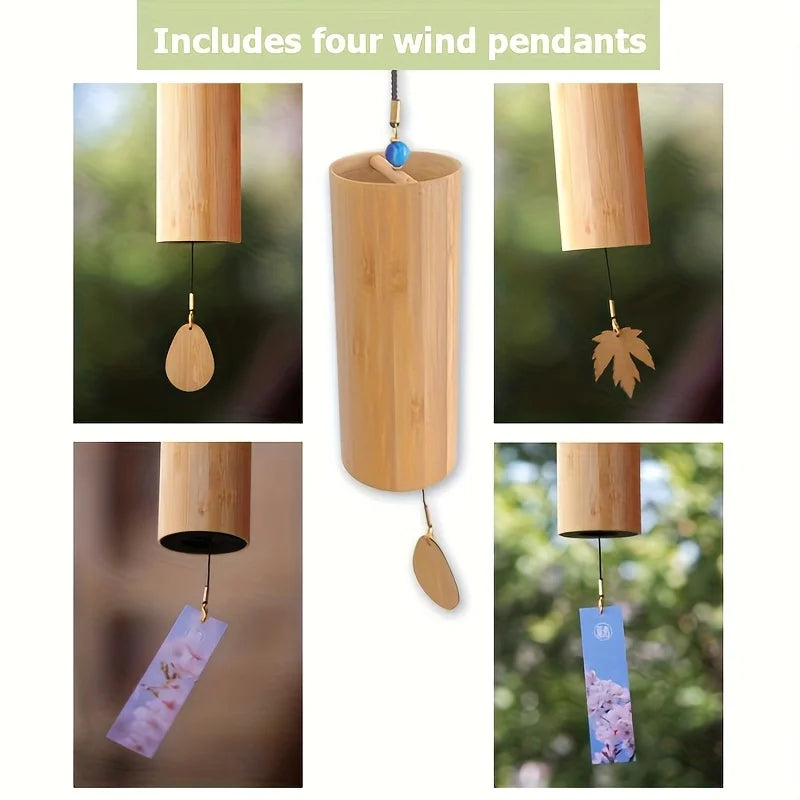 A bamboo wind chime—ideal for traditional Chinese style, suitable for retro/Summer Birthday/Hotel/Home/Bedroom/Wedding/Outdoor D