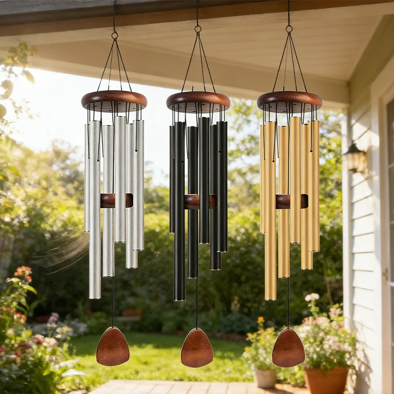 Gift of Tranquility 26 Inch Classic Wind Chime with Wooden Tag, Aluminum Pipes for Gentle Tones, Ideal Balcony Decoration Gift