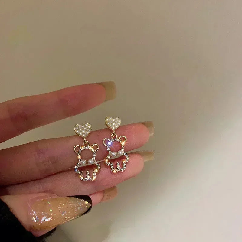 Fashion Korean Women Retro Drip Glaze Red Flower Earrings Women for Delicate Earrings Luxury Couple Engagement Jewelry Gift