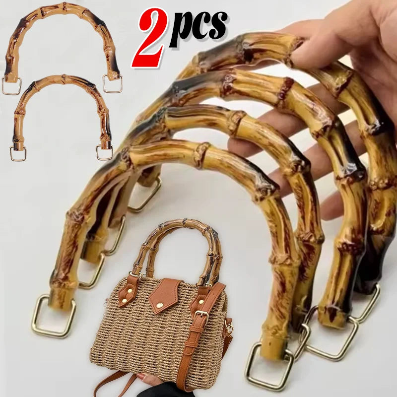 Vintage Women Bamboo Handles Purses Hand Bags U Shape Bag Strap for DIY bag Accessories Highquality Plastic Handle Replacement