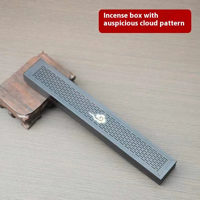Portable Incense Burner Stick Holder Antique Ebony Sandalwood Hollowed Out Line Incense Box Buddhist Bedroom Yoga Incense Burn